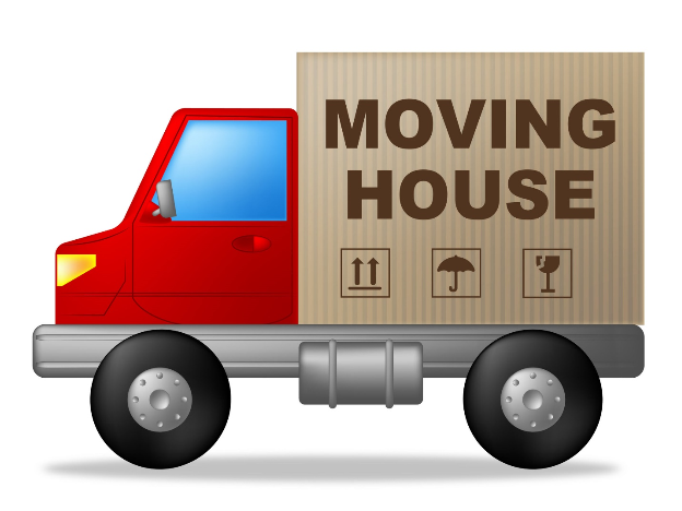 Family moving with boxes
